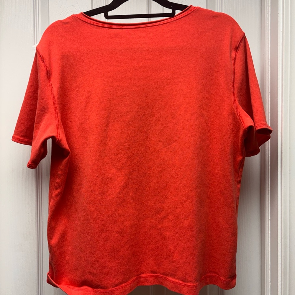 Chico’s Soft Cotton Stretch Tee in Coral Orange | Size 3 (XL / 16–18) - Picture 3 of 3